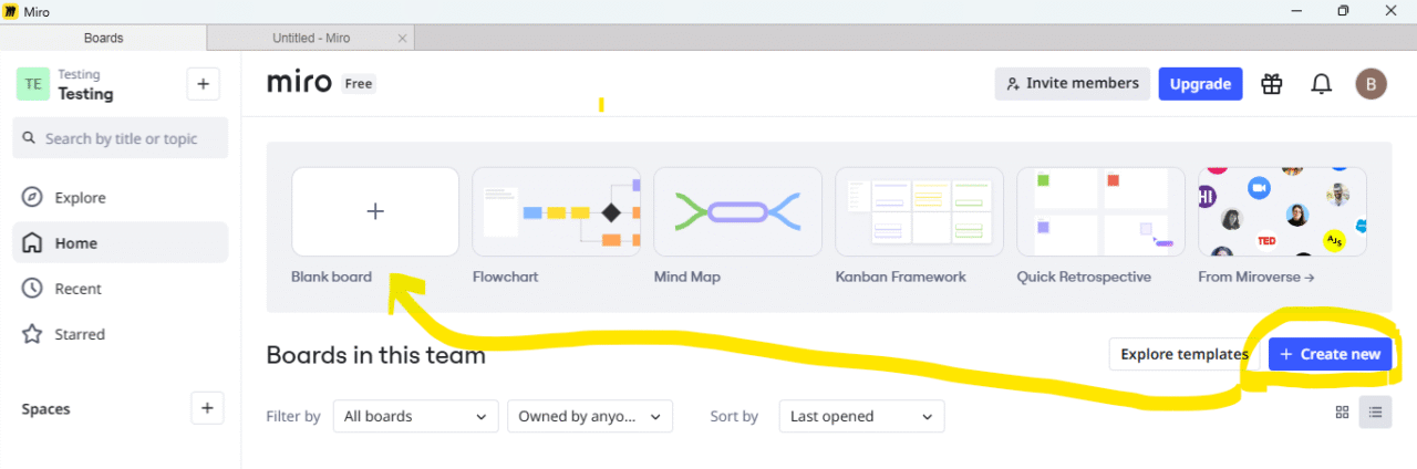Create project with Miro
