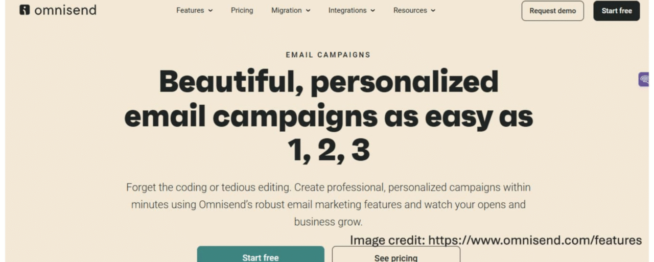 Email marketing tool Omnisend